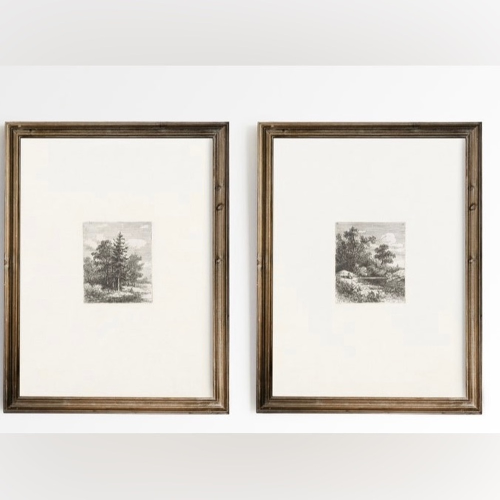Set of two vintage style landscape prints, 16x20